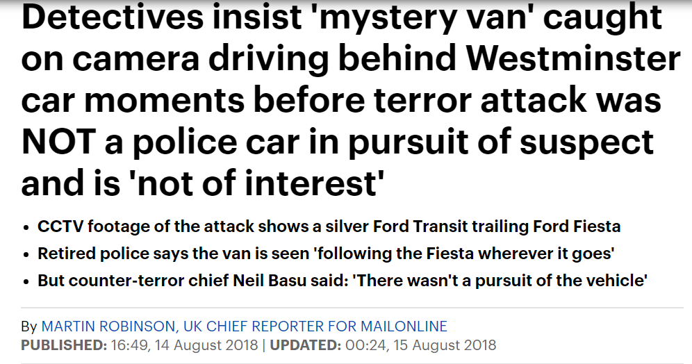Westminster Hoax Crash Mystery van not police?
