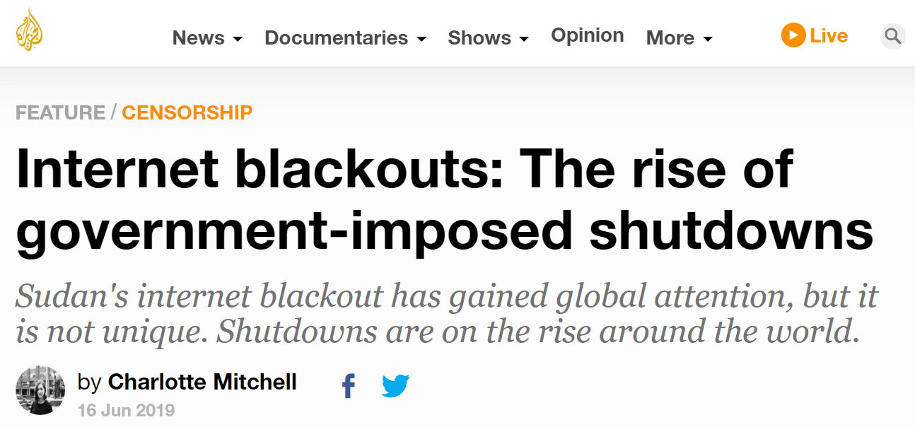 Internet blackout in Sudan