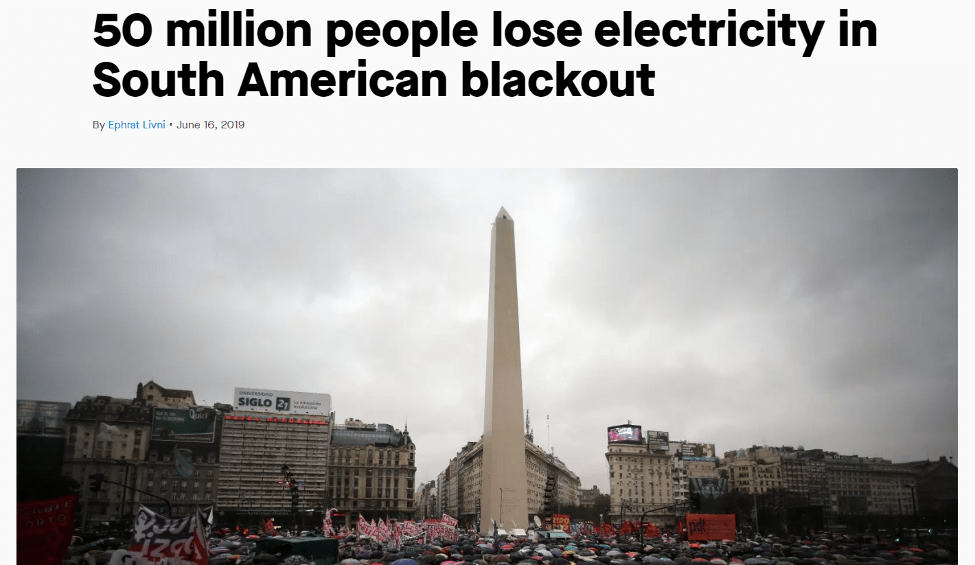 Blackout Argentina 50 million people without power