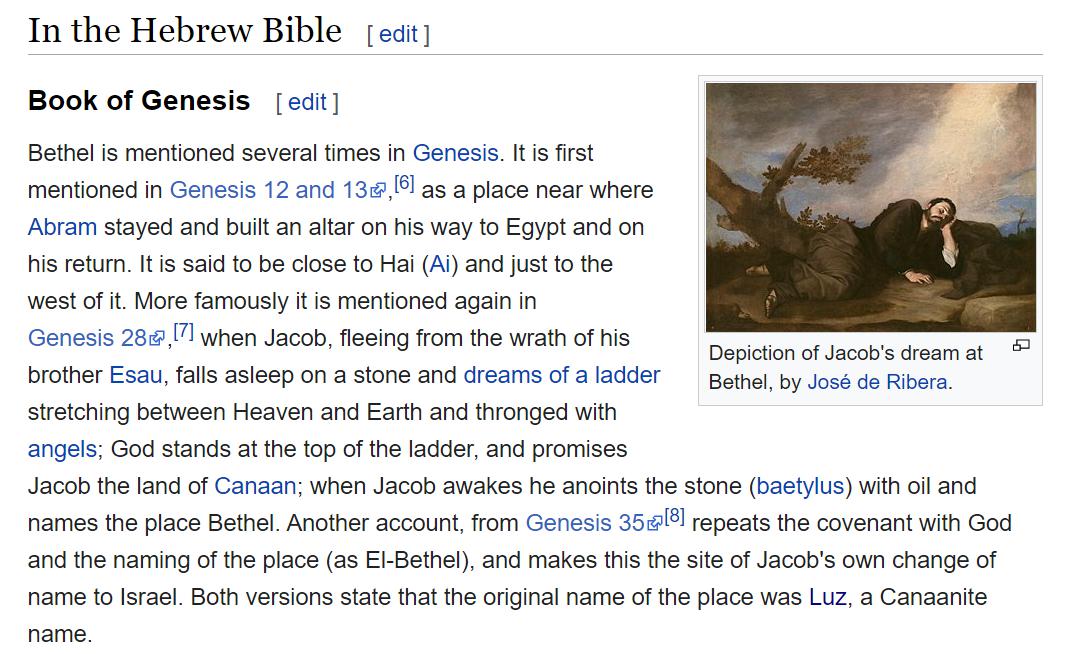Bethel is mentioned several times in Genesis. It is first mentioned in Genesis 12 and 13