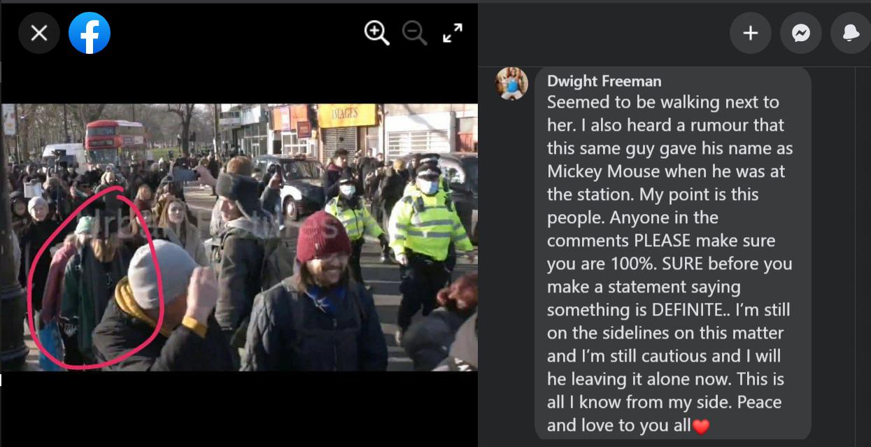 dwight freeman facebook post about sarah everard at footsoldiers for freedom movement