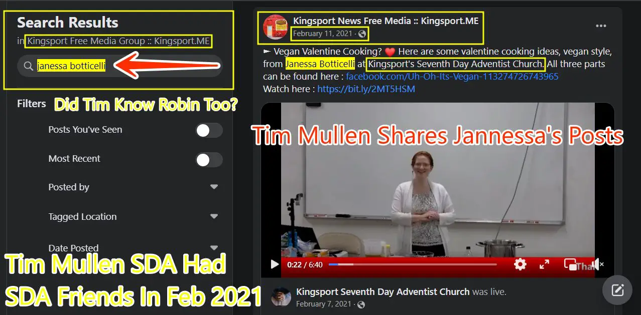February 11, 2021 - Tim Mullen shares a Facebook post from Janessa Botticelli.